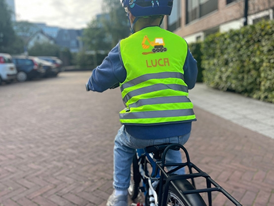 Fluo Veiligheidshesje kind met naam - Thema