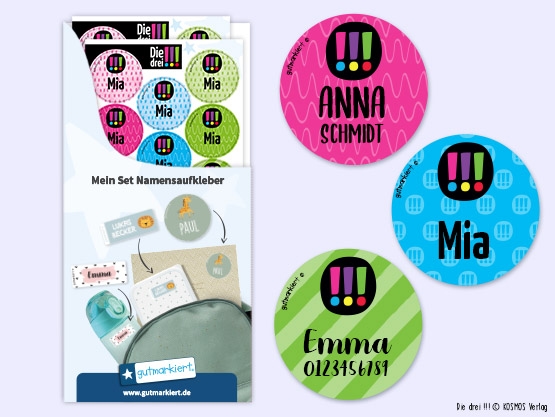 Runde Namensaufkleber – Die drei !!! Kids