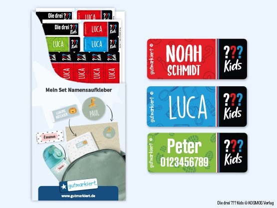 Kleine Namensaufkleber – Die drei ??? Kids
