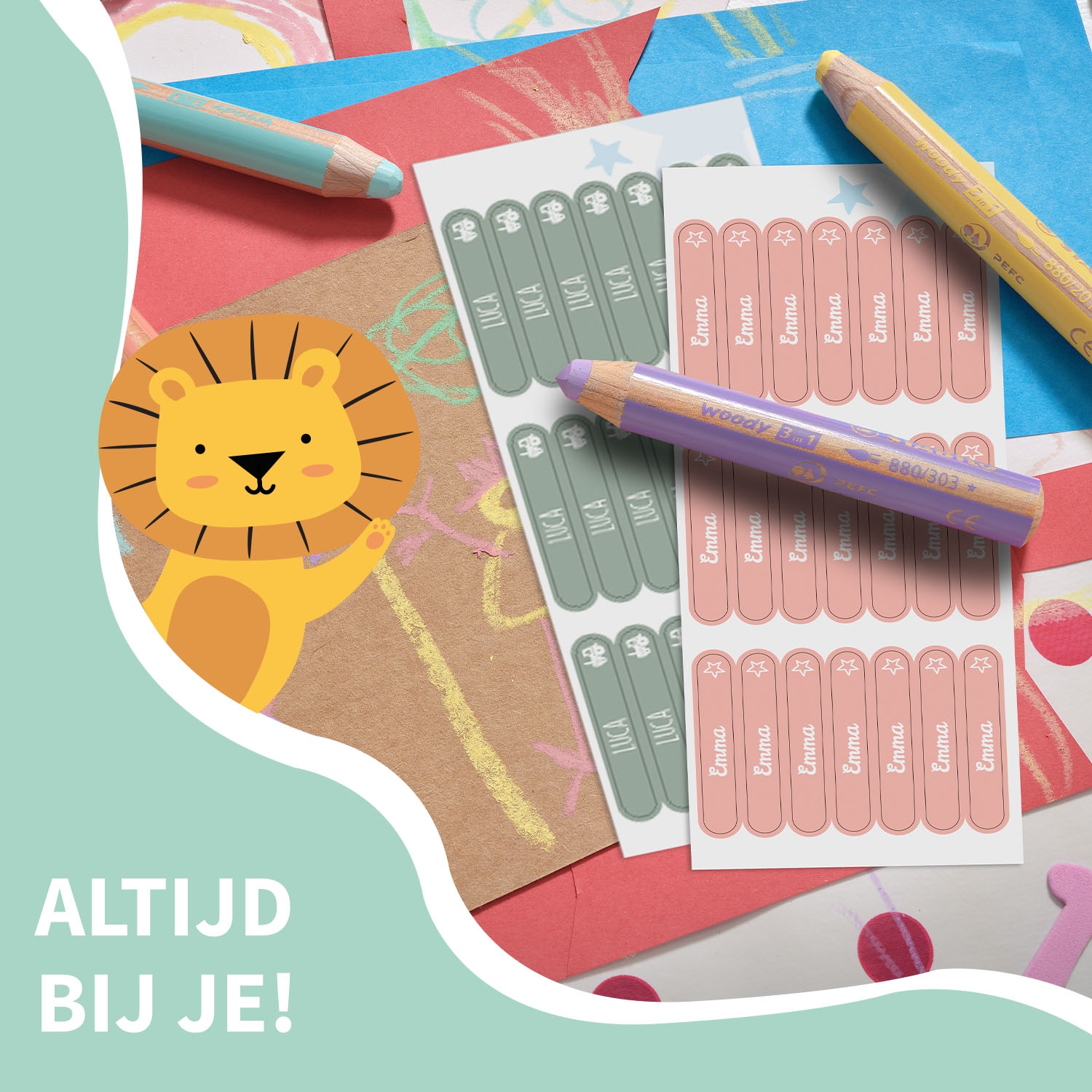 STABILO woody 3 in 1 + Mini naamstickers