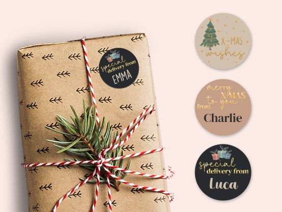 Kerststickers met naam
