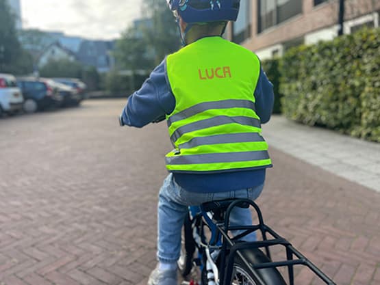 Fluo Veiligheidshesje kind met naam - Basic