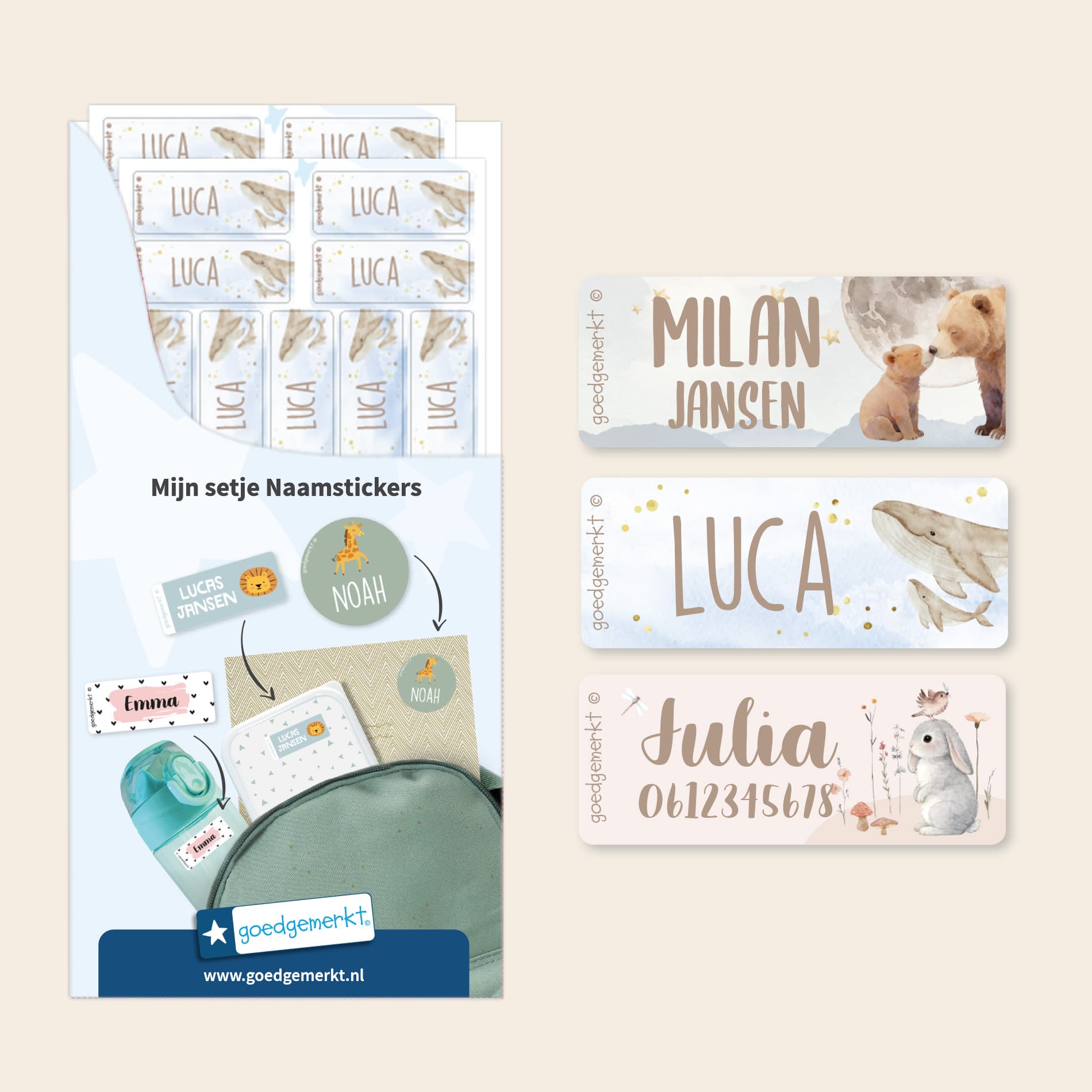 Kleine Aquarel Naamstickers