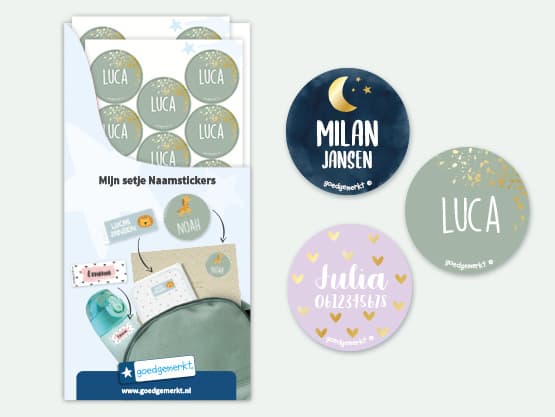 Ronde Design Naamstickers met Goud