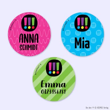 Runde Namensaufkleber – Die drei !!! Kids