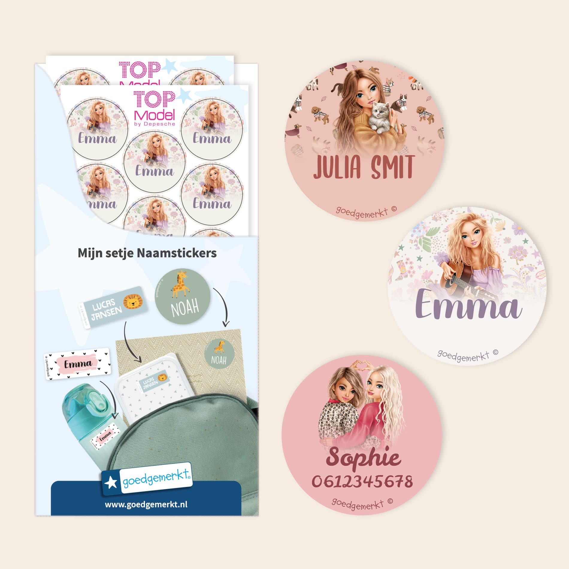 TOPModel Ronde Naamstickers