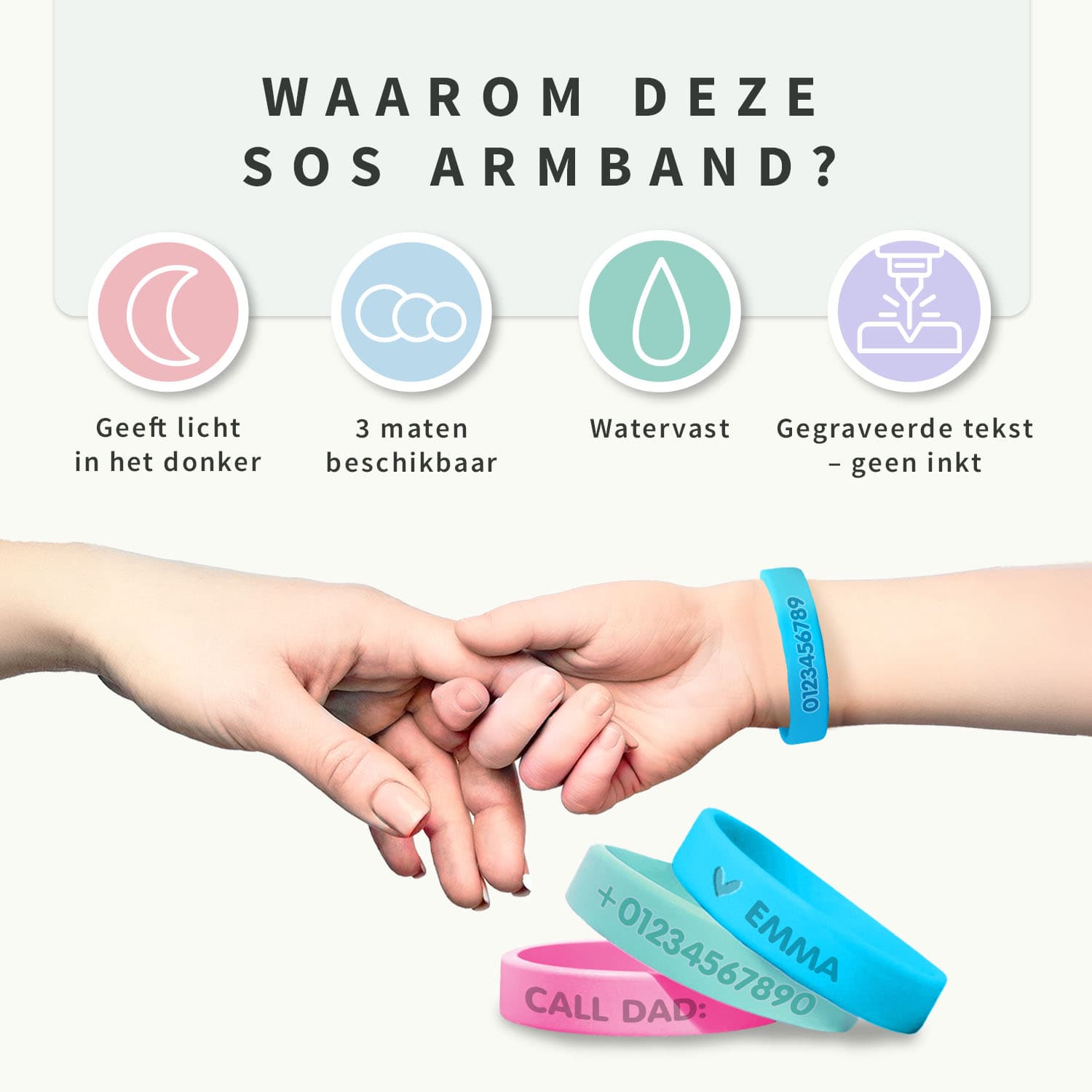 SOS Naambandje - Glow in the dark