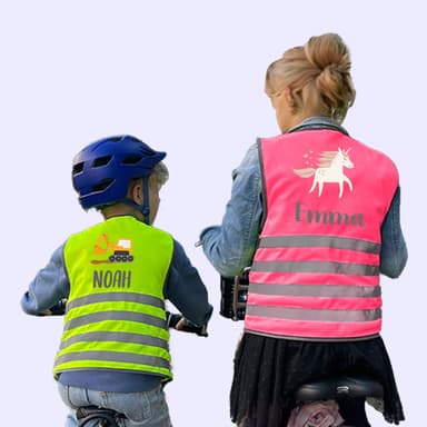 Fluo Veiligheidshesje kind met naam - Thema