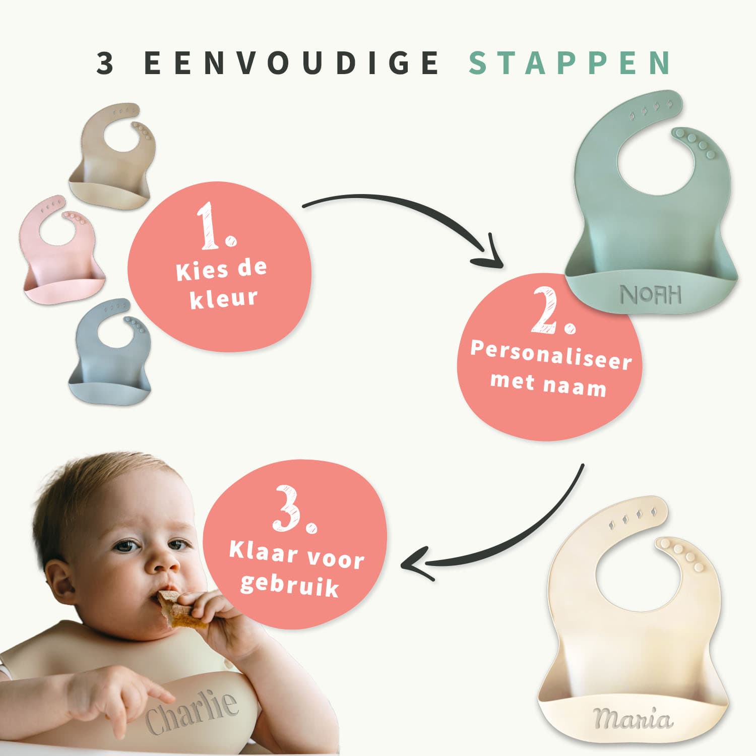 Siliconen Slabbetje met naam