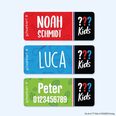 Kleine Namensaufkleber – Die drei ??? Kids