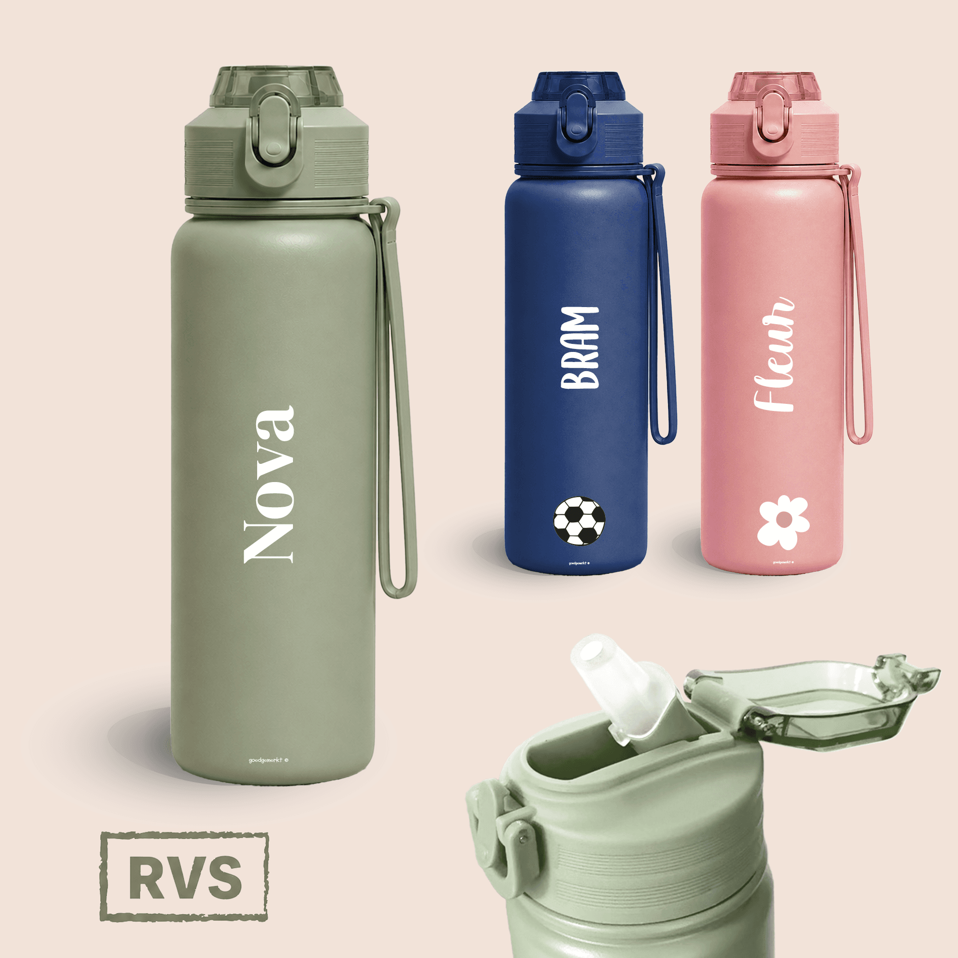 RVS drinkfles met naam