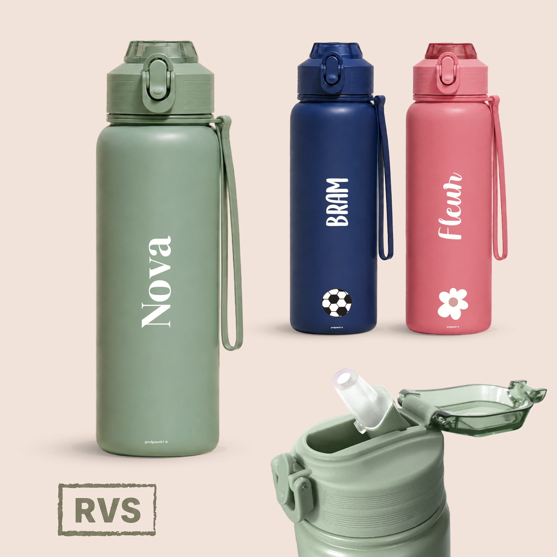 RVS drinkfles met naam