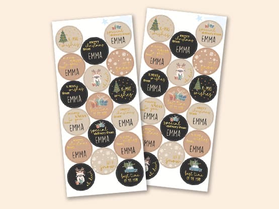 Kerststickers met naam