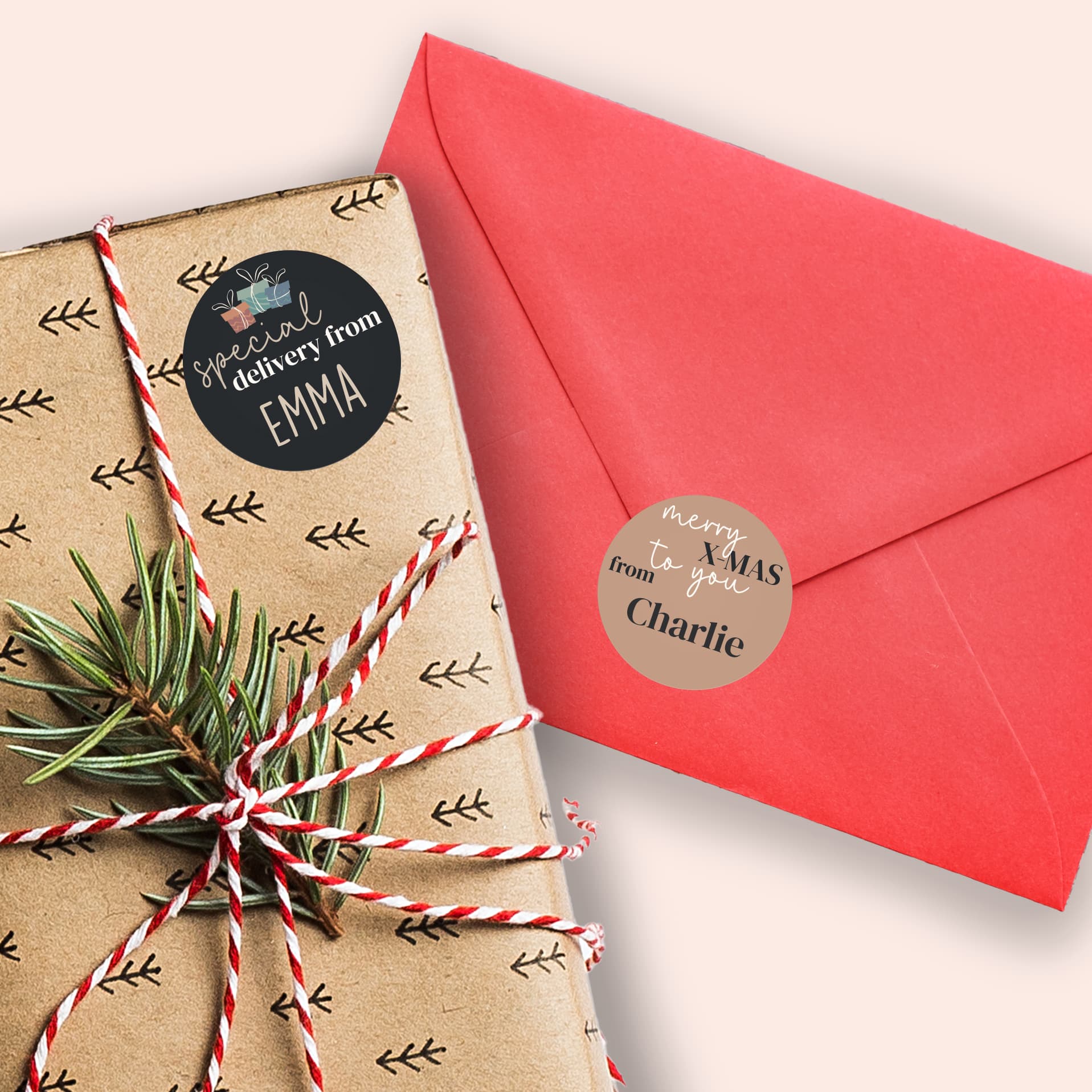 Kerststickers met naam