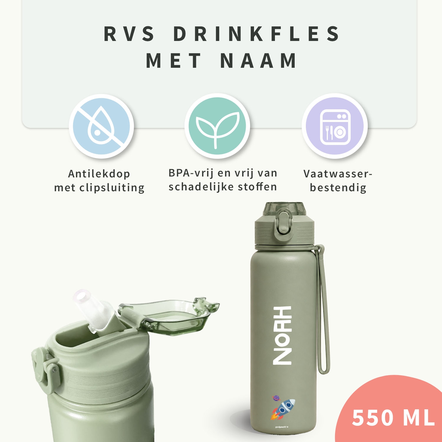 RVS drinkfles met naam