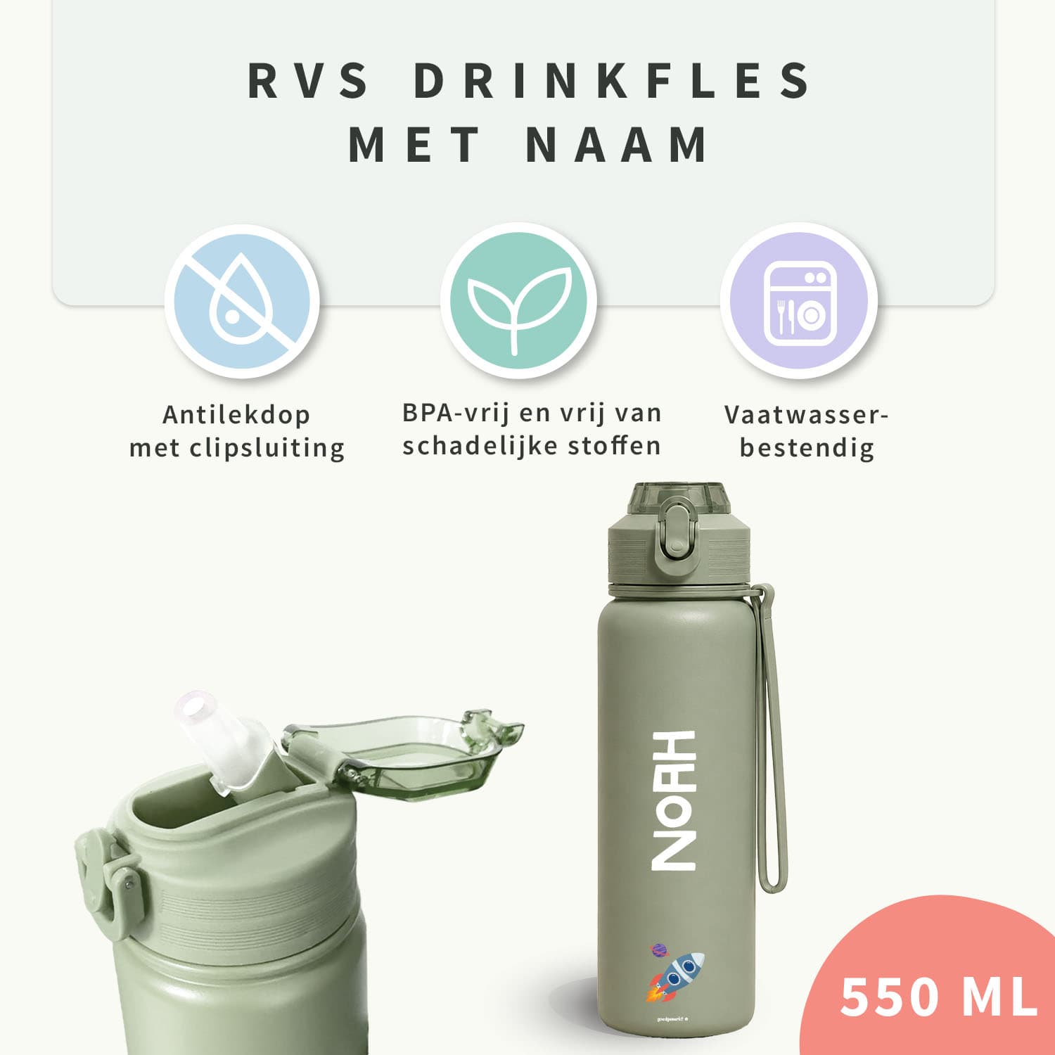 RVS drinkfles met naam