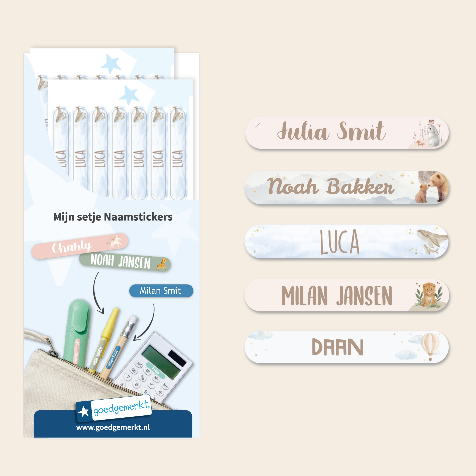 Mini Aquarel Naamstickers