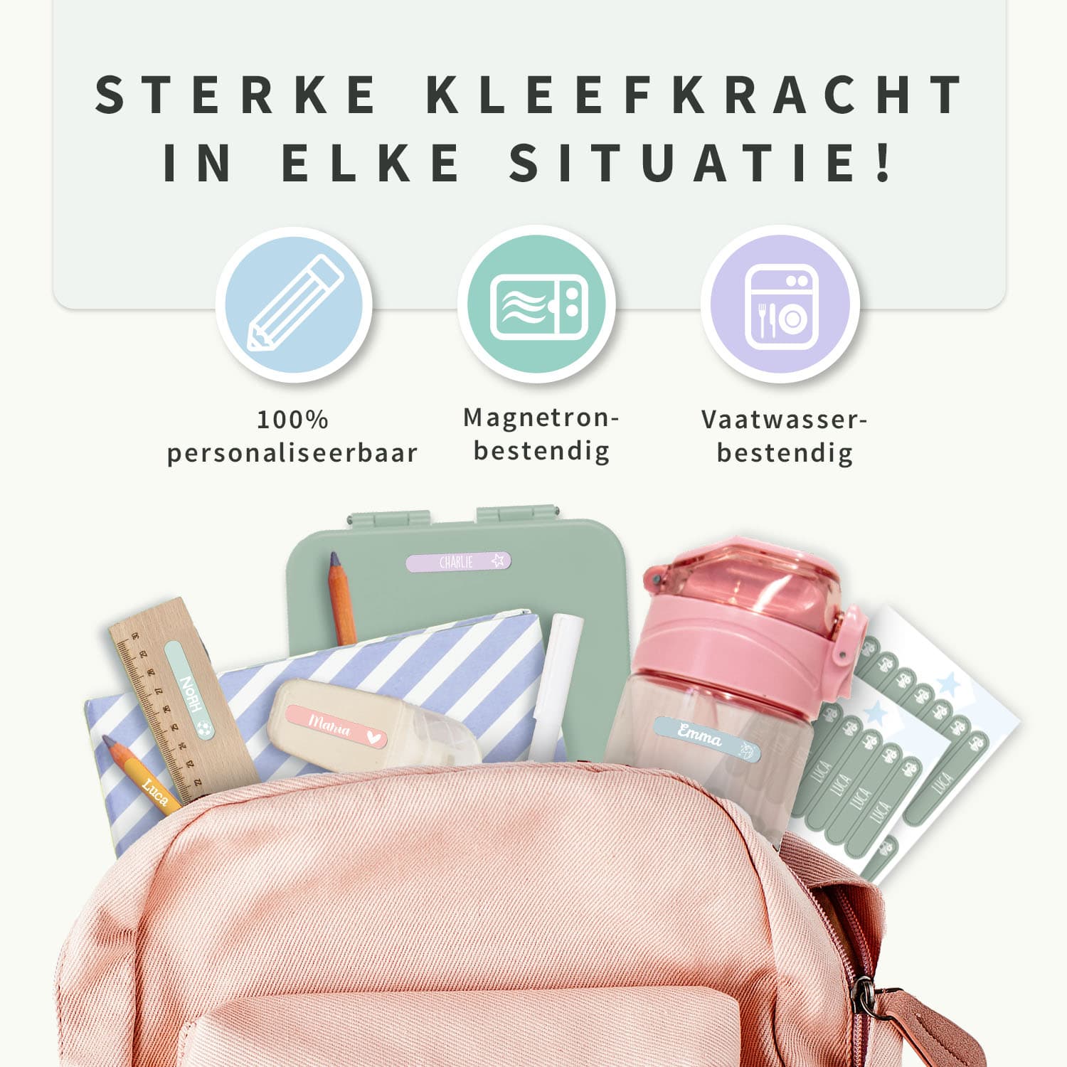 Mini Naamstickers - Eenkleurig