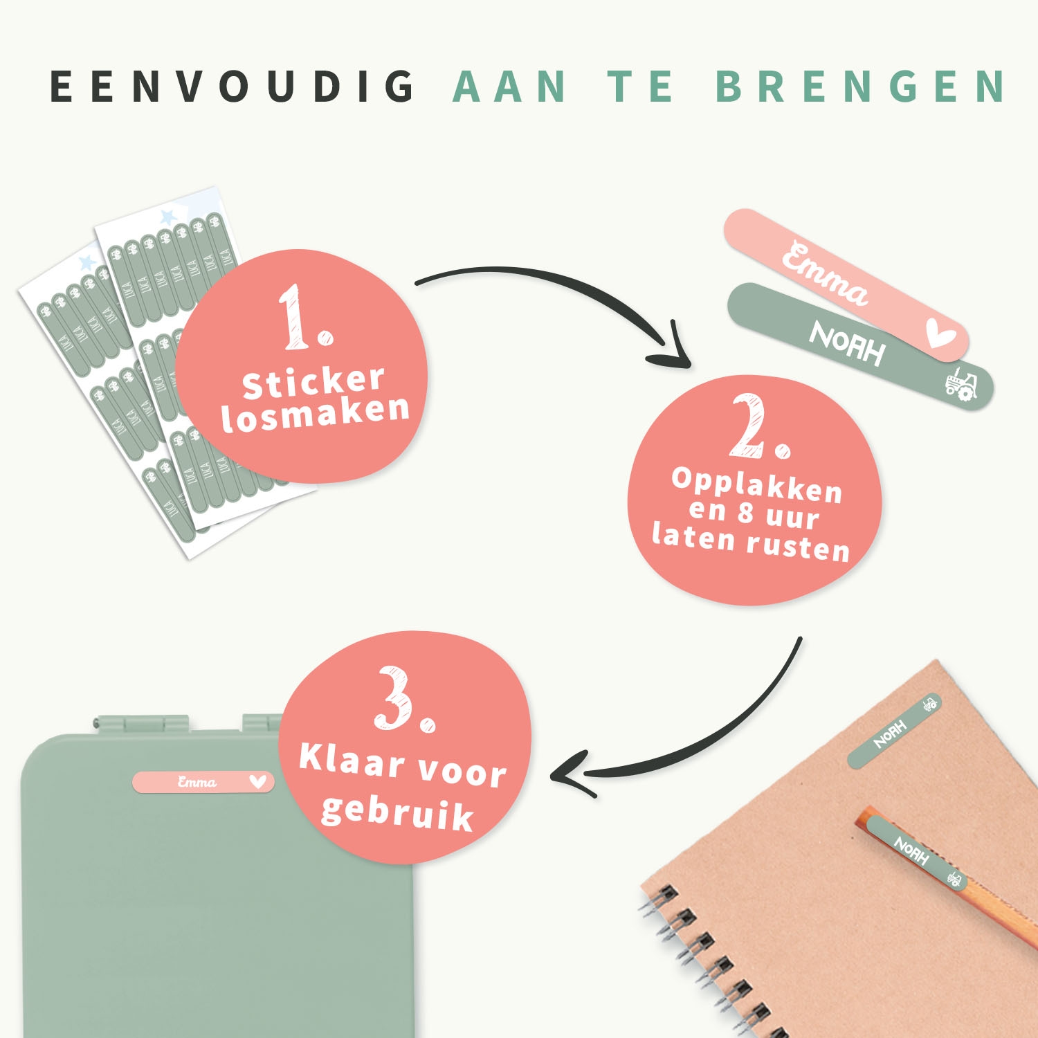 Mini Naamstickers - Eenkleurig