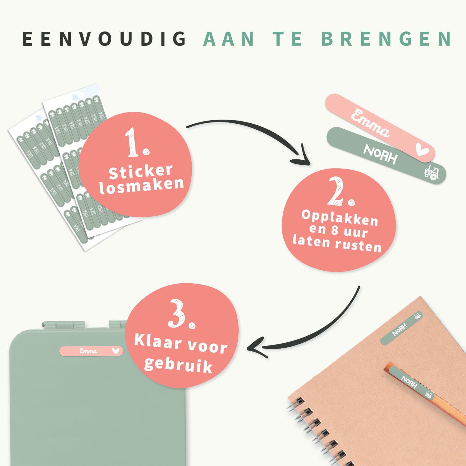Mini Naamstickers - Eenkleurig