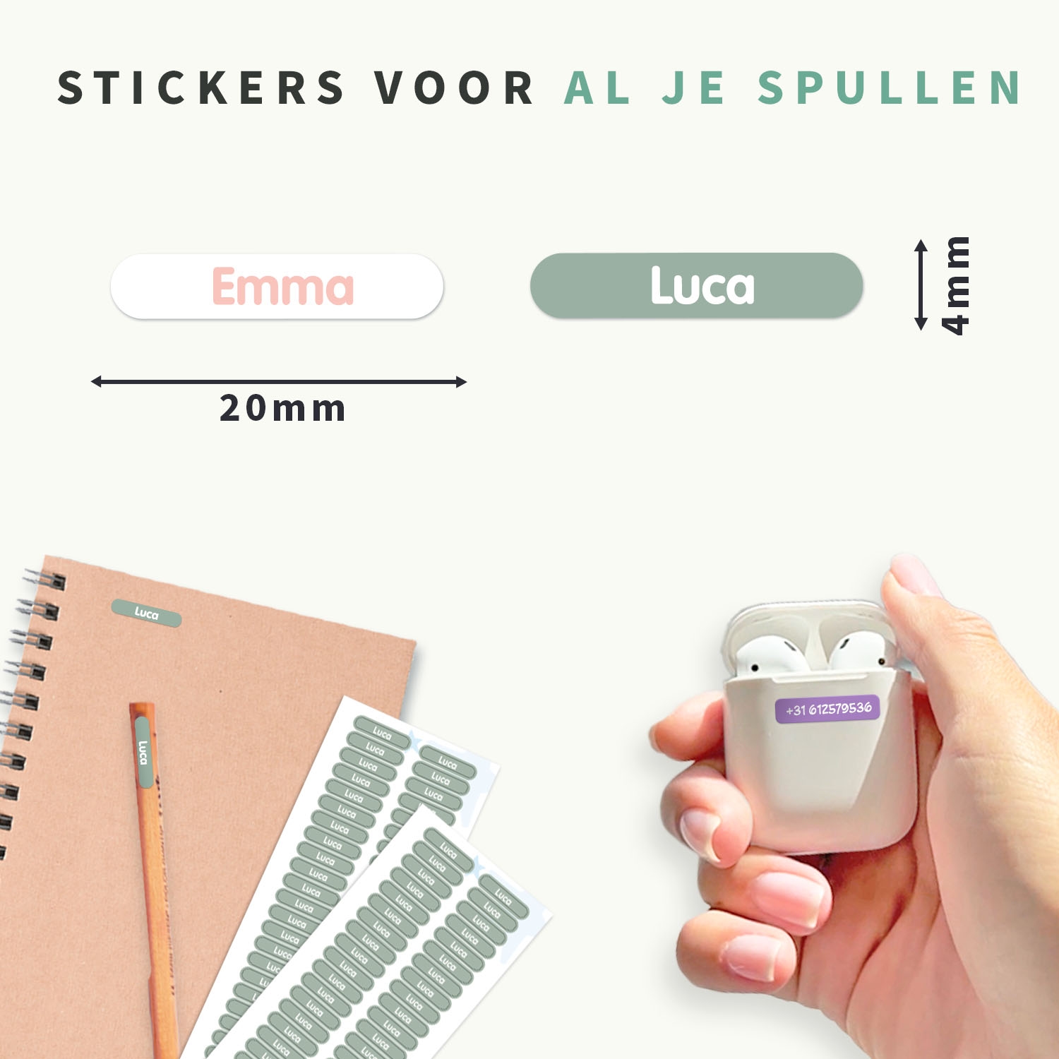 Mini XS Naamstickers