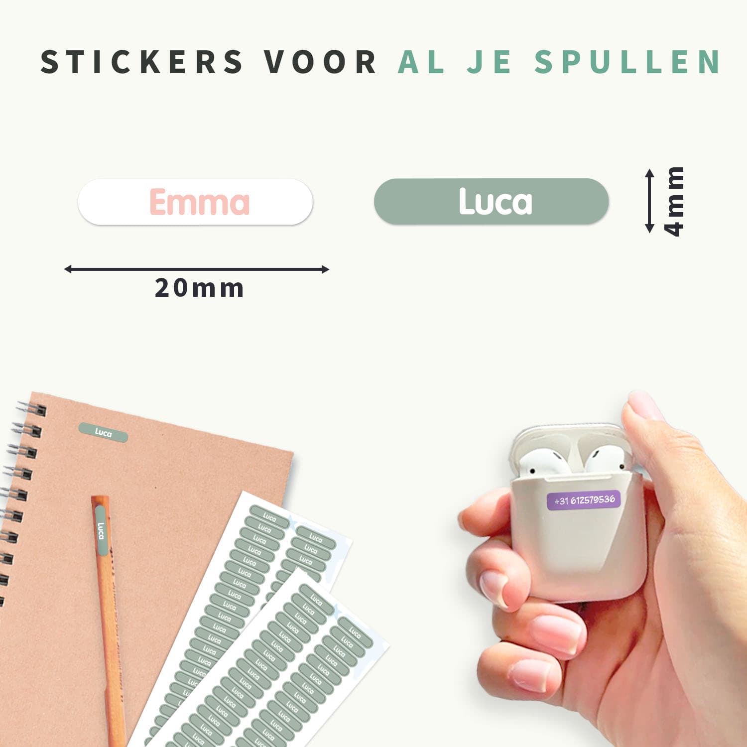 Mini XS Naamstickers