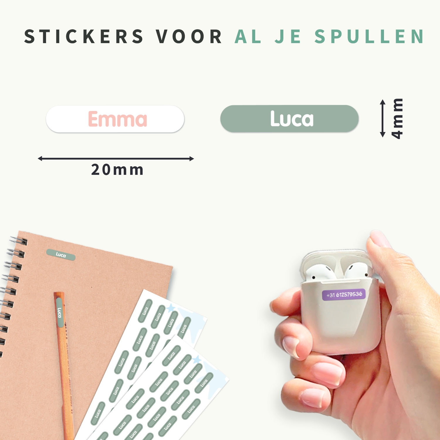 Mini XS Naamstickers