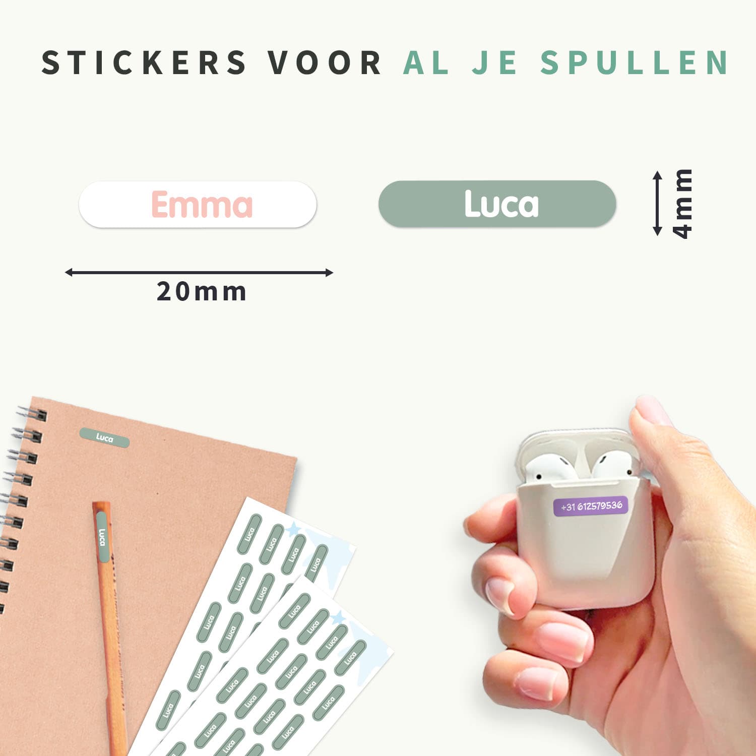 Mini XS Naamstickers