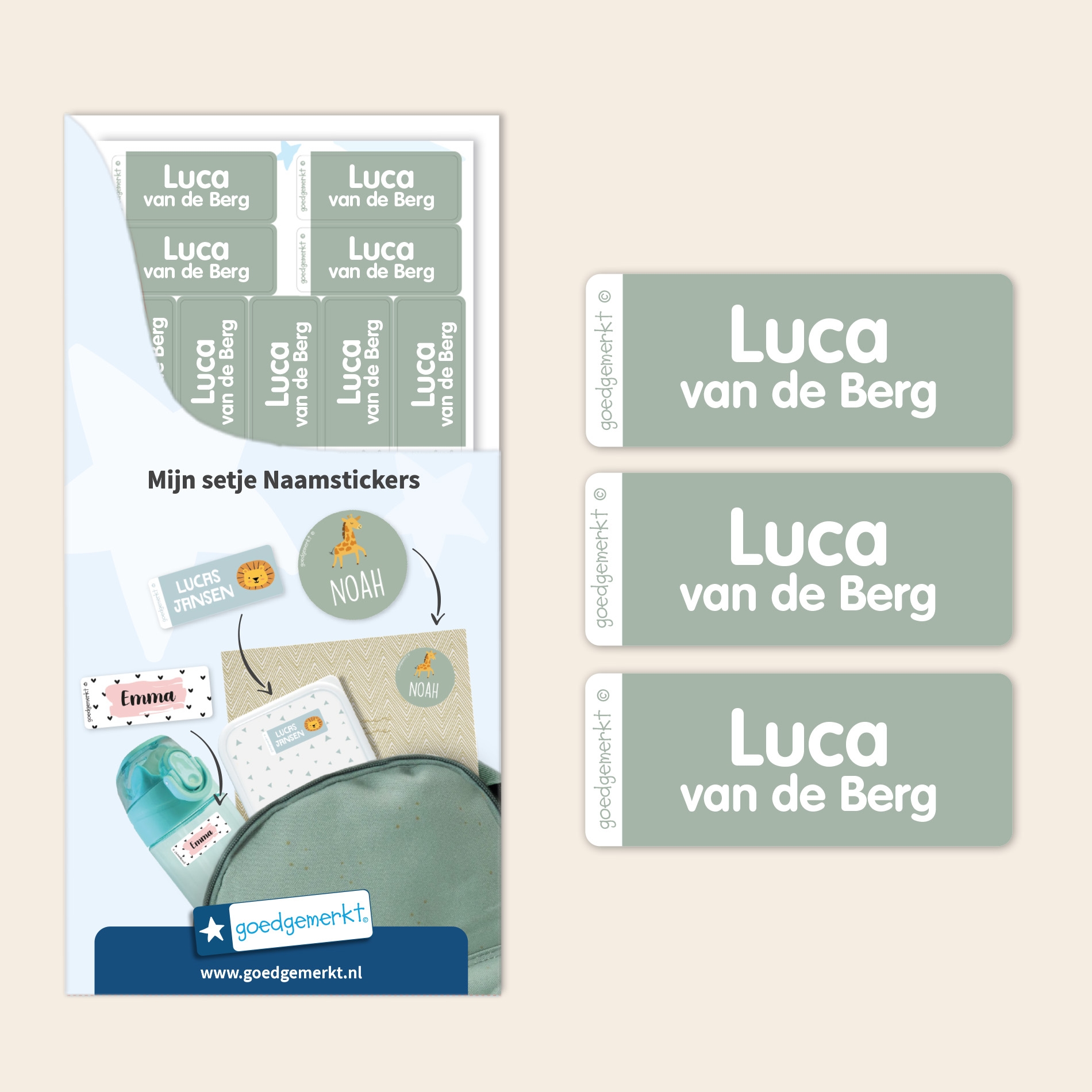 Kleine naamstickers – Eenkleurig