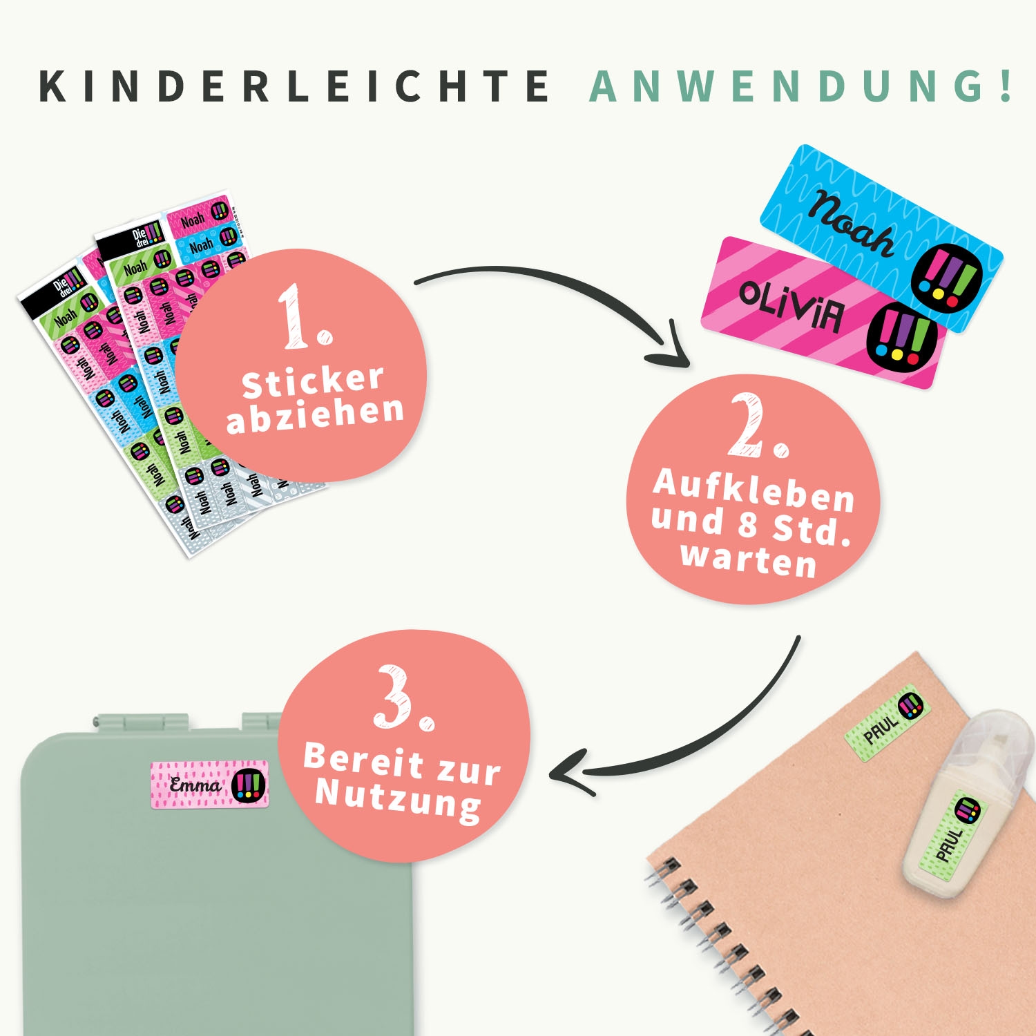 Kleine Namensaufkleber – Die drei !!! Kids