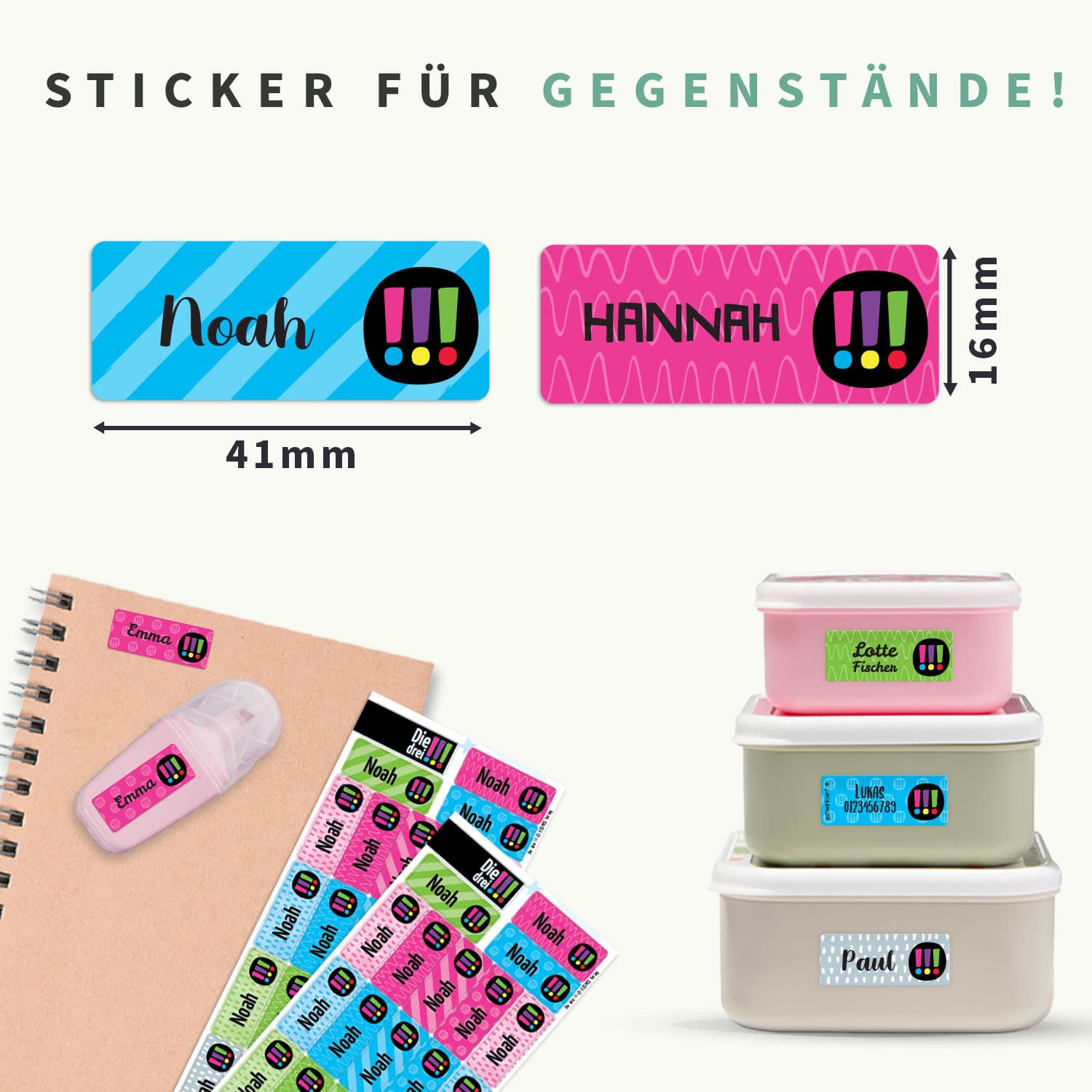 Kleine Namensaufkleber – Die drei !!! Kids