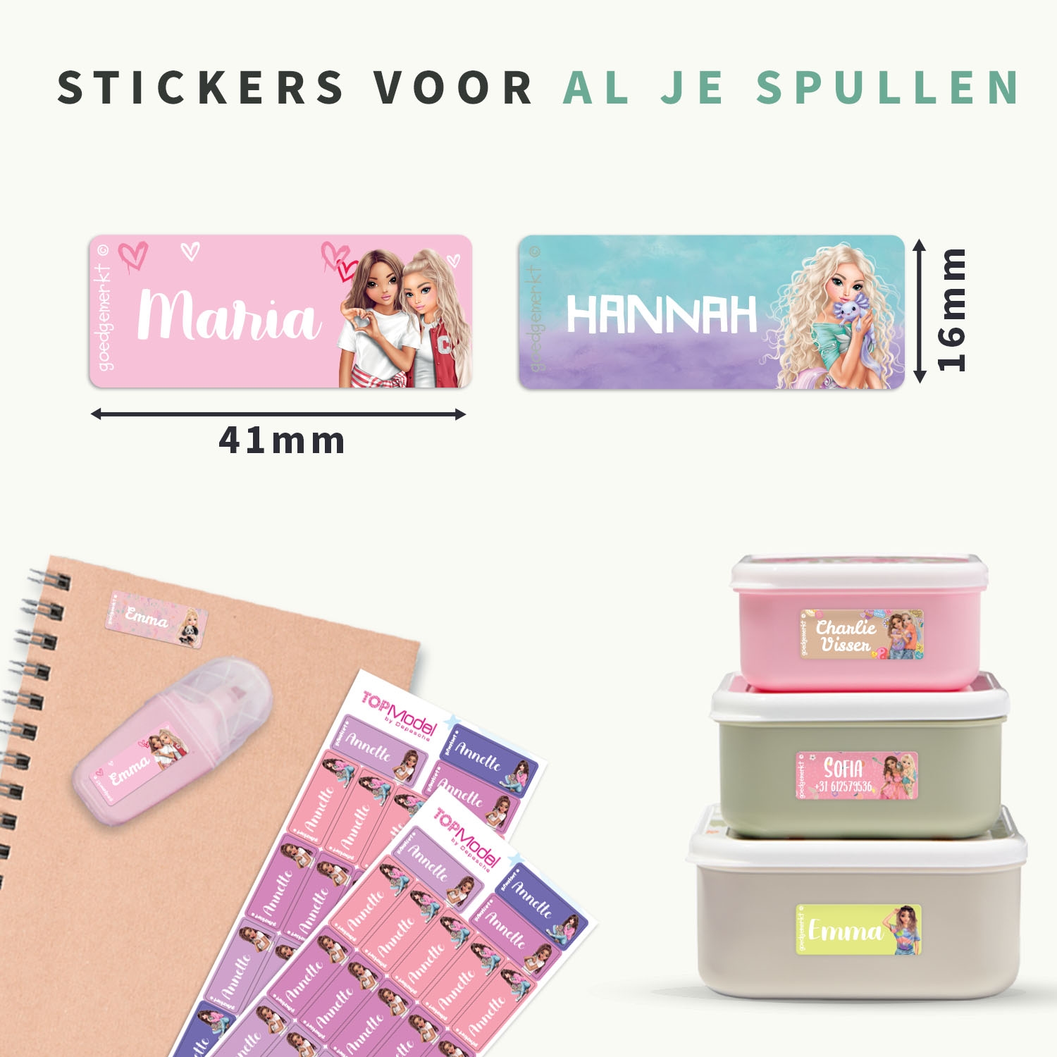 TOPModel Kleine Naamstickers