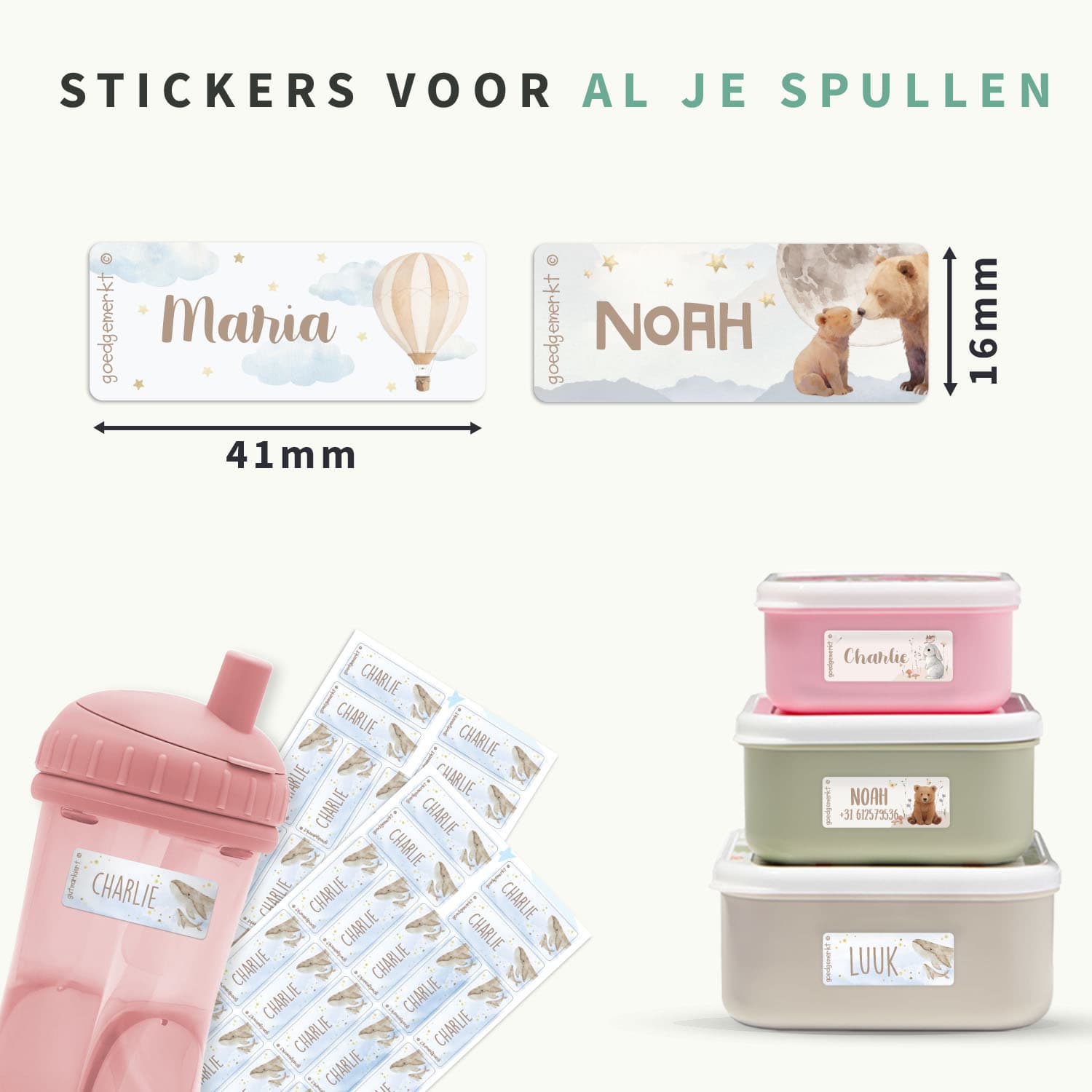 Kleine Aquarel Naamstickers