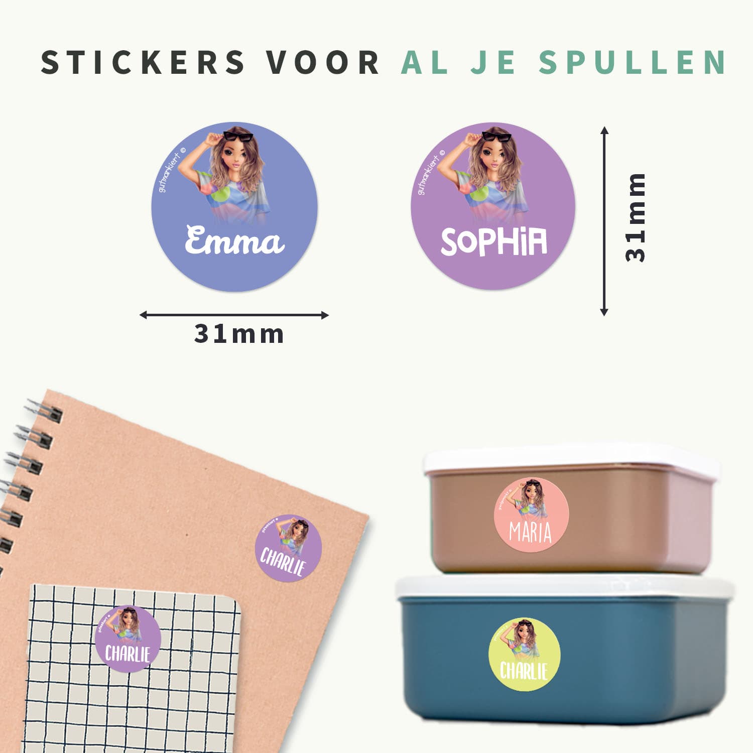 TOPModel Ronde Naamstickers
