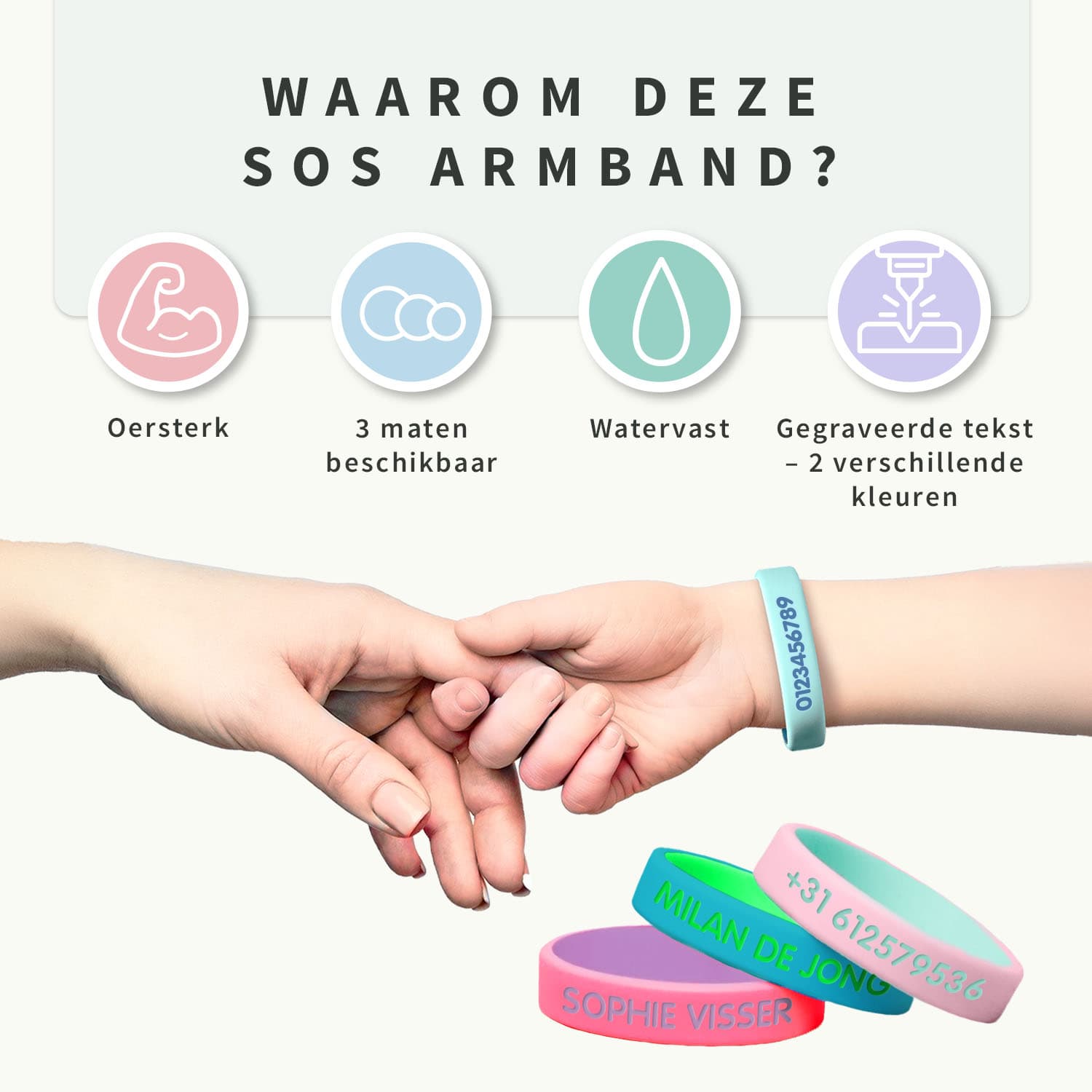 SOS Armband Kind – Tweekleurig