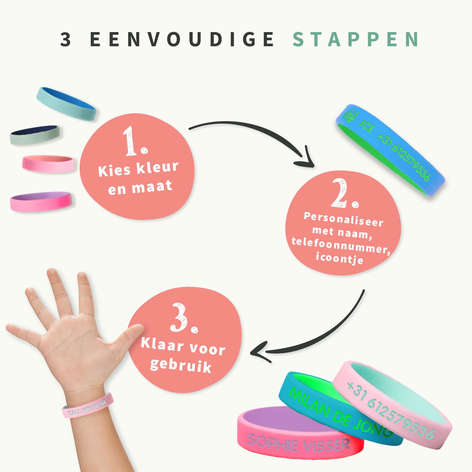 SOS Armband Kind – Tweekleurig