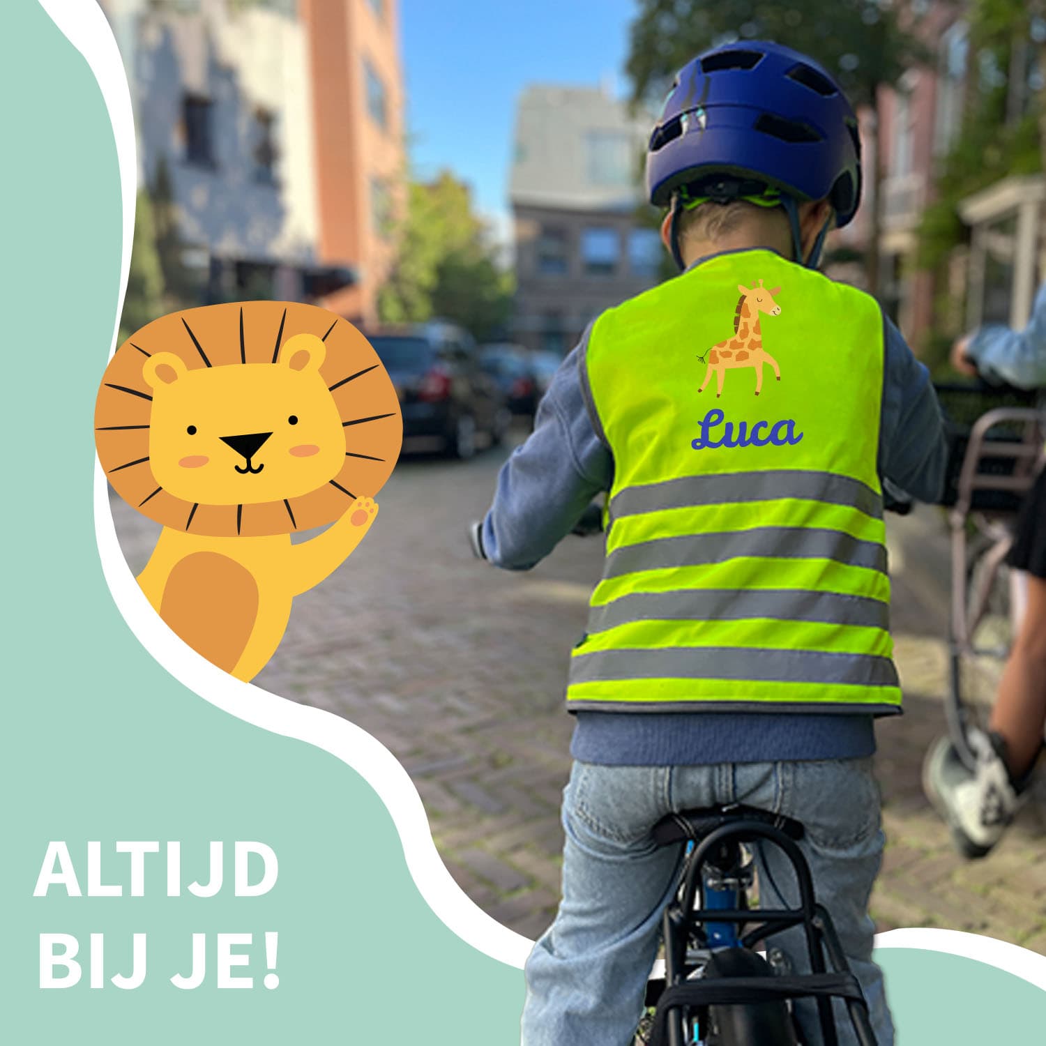 Fluo Veiligheidshesje kind met naam - Thema