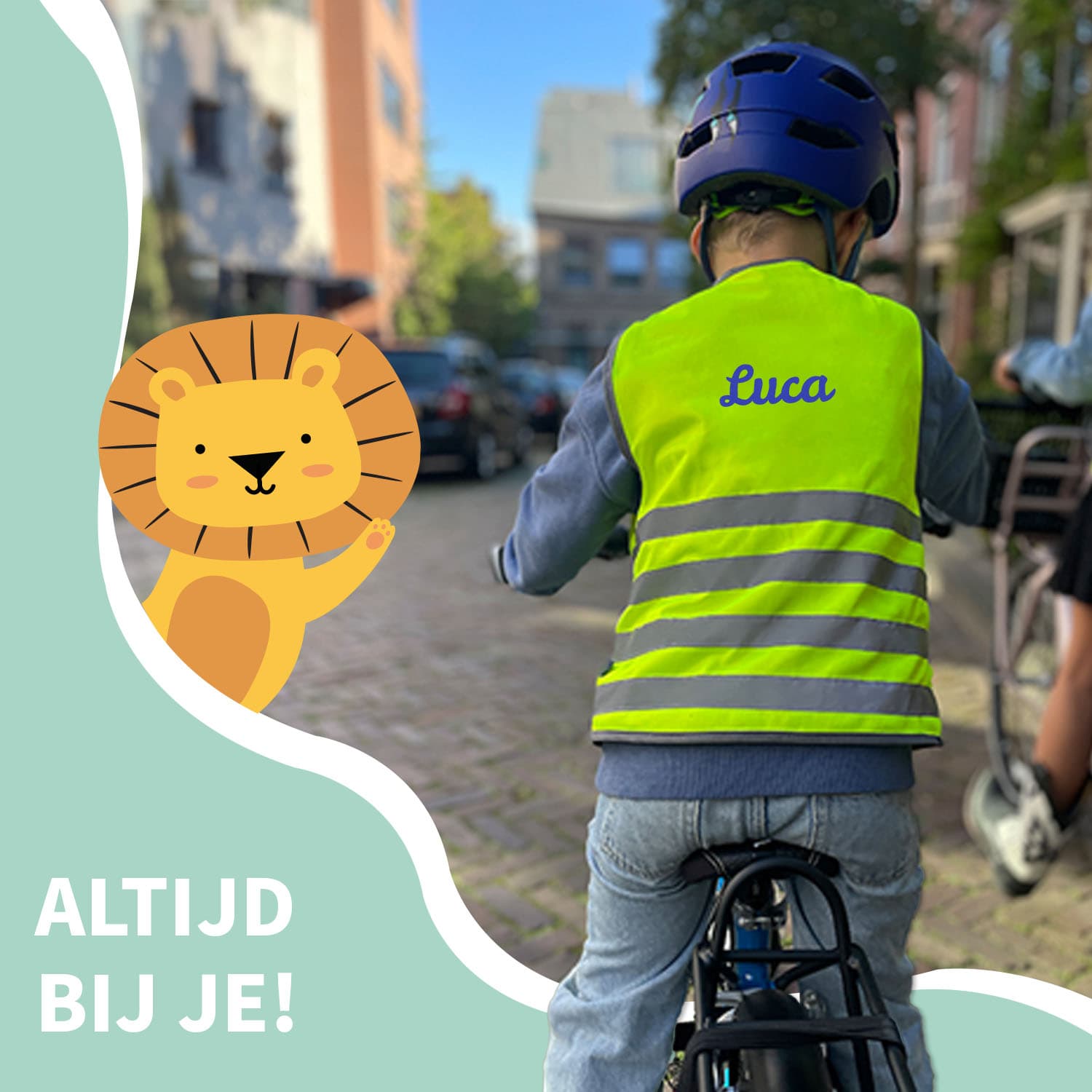 Fluo Veiligheidshesje kind met naam - Basic