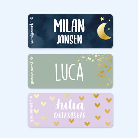 Kleine Design Naamstickers met Goud