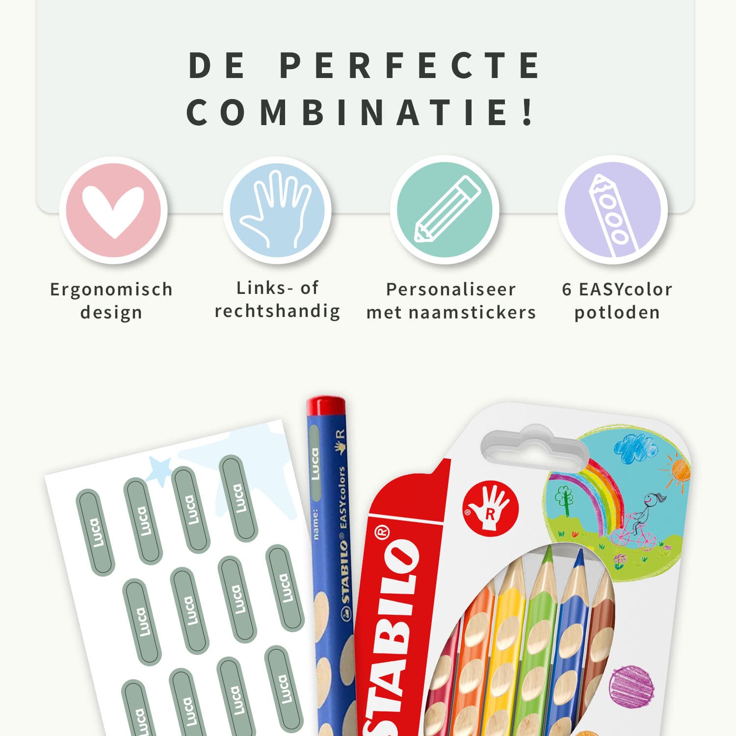 STABILO EASYcolors (6 stuks) + Mini XS naamstickers
