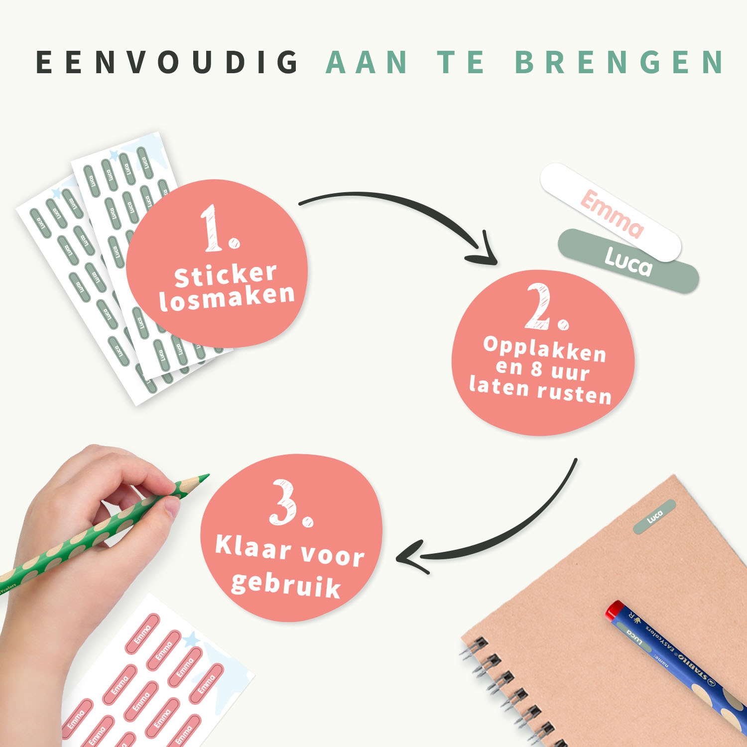 STABILO EASYcolors (6 stuks) + Mini XS naamstickers