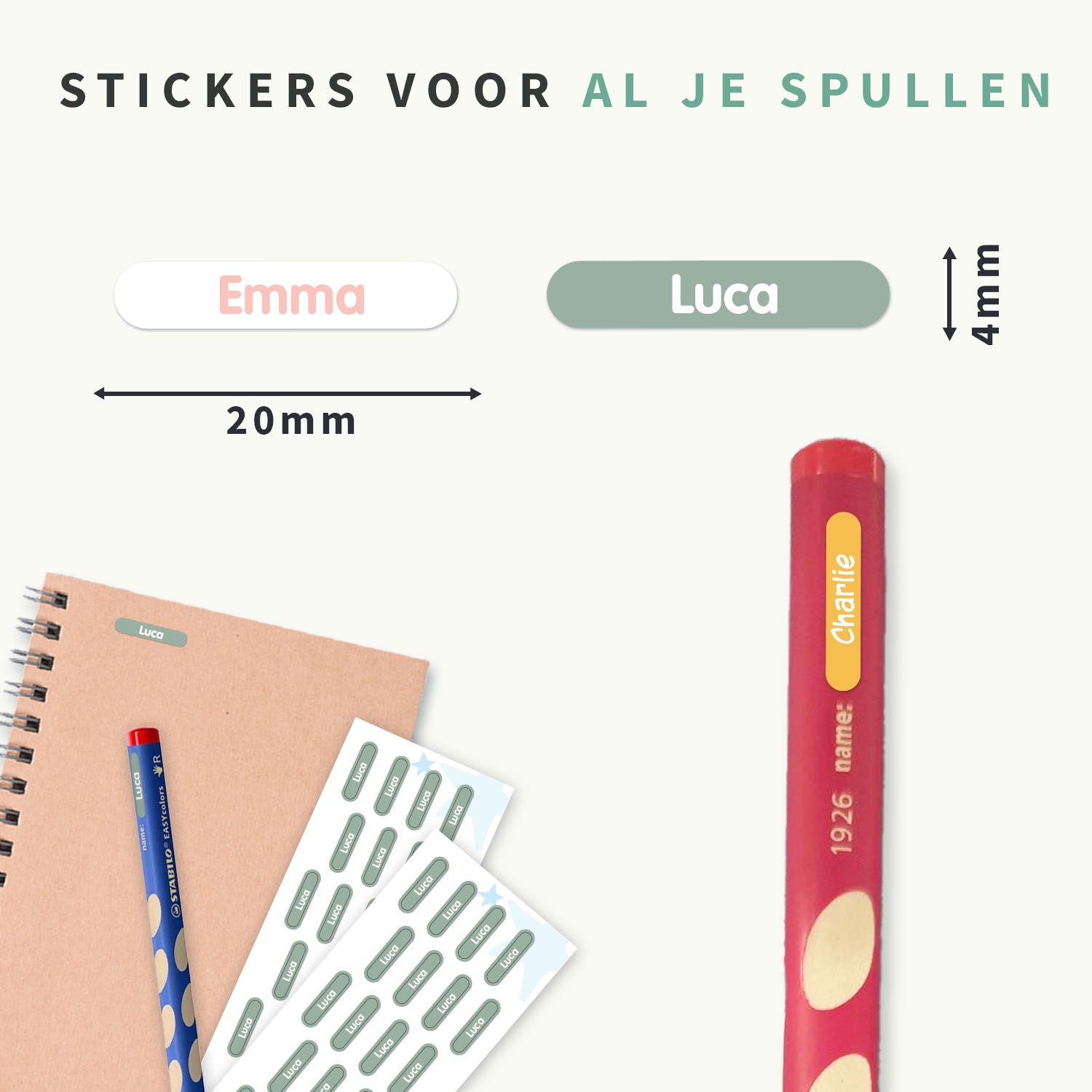 STABILO EASYcolors (12 stuks) + Mini XS naamstickers