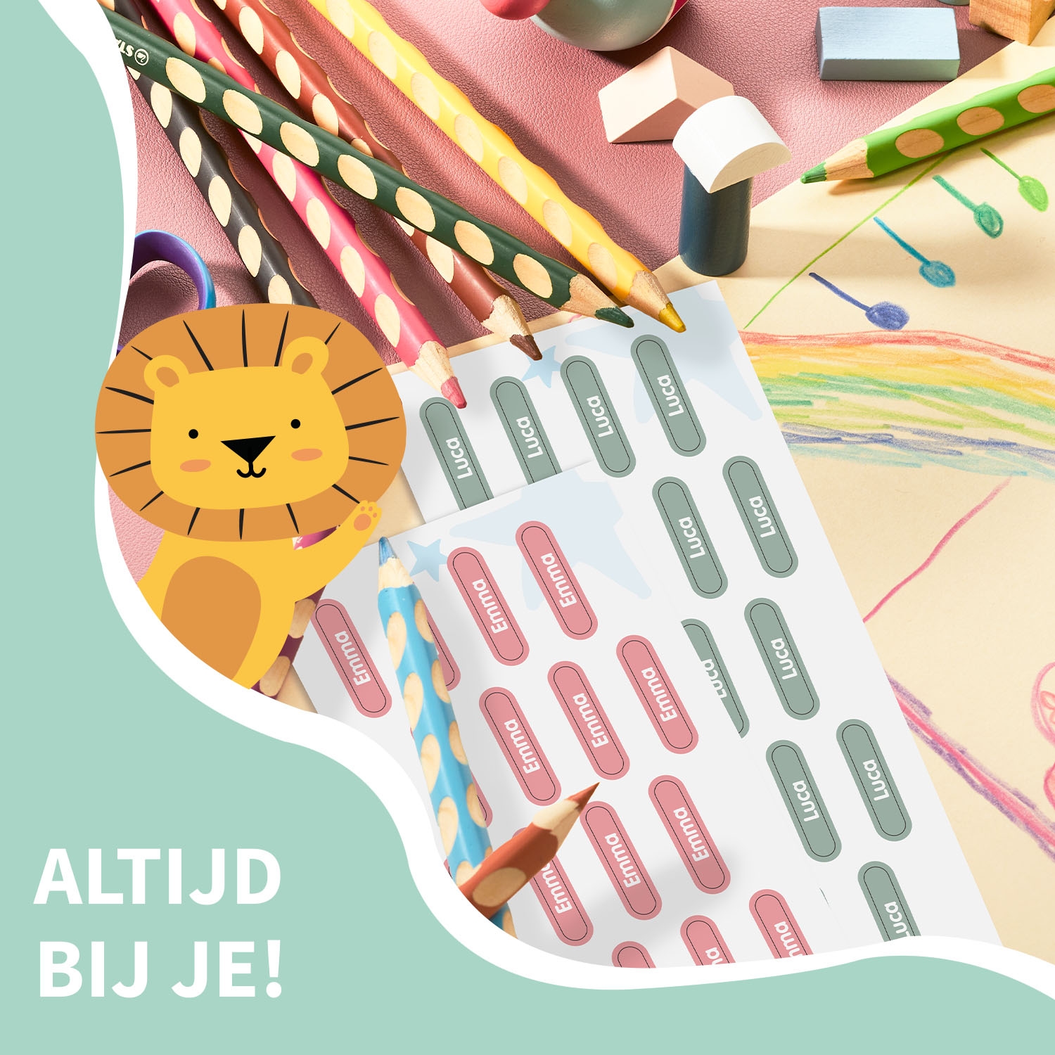 STABILO EASYcolors (12 stuks) + Mini XS naamstickers