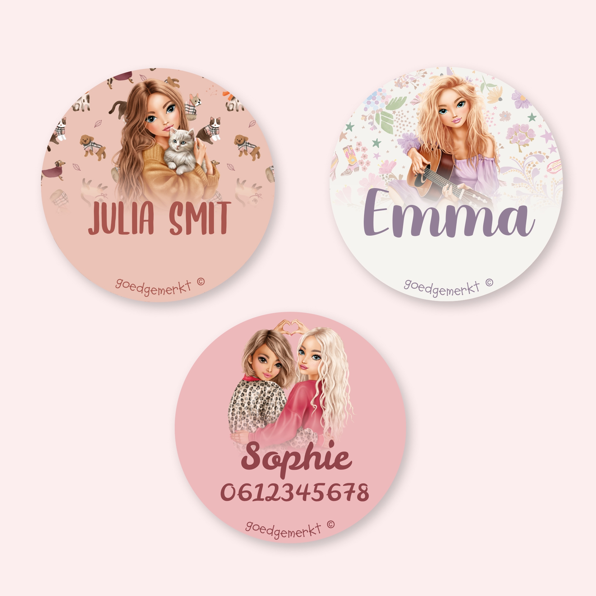 TOPModel Ronde Naamstickers