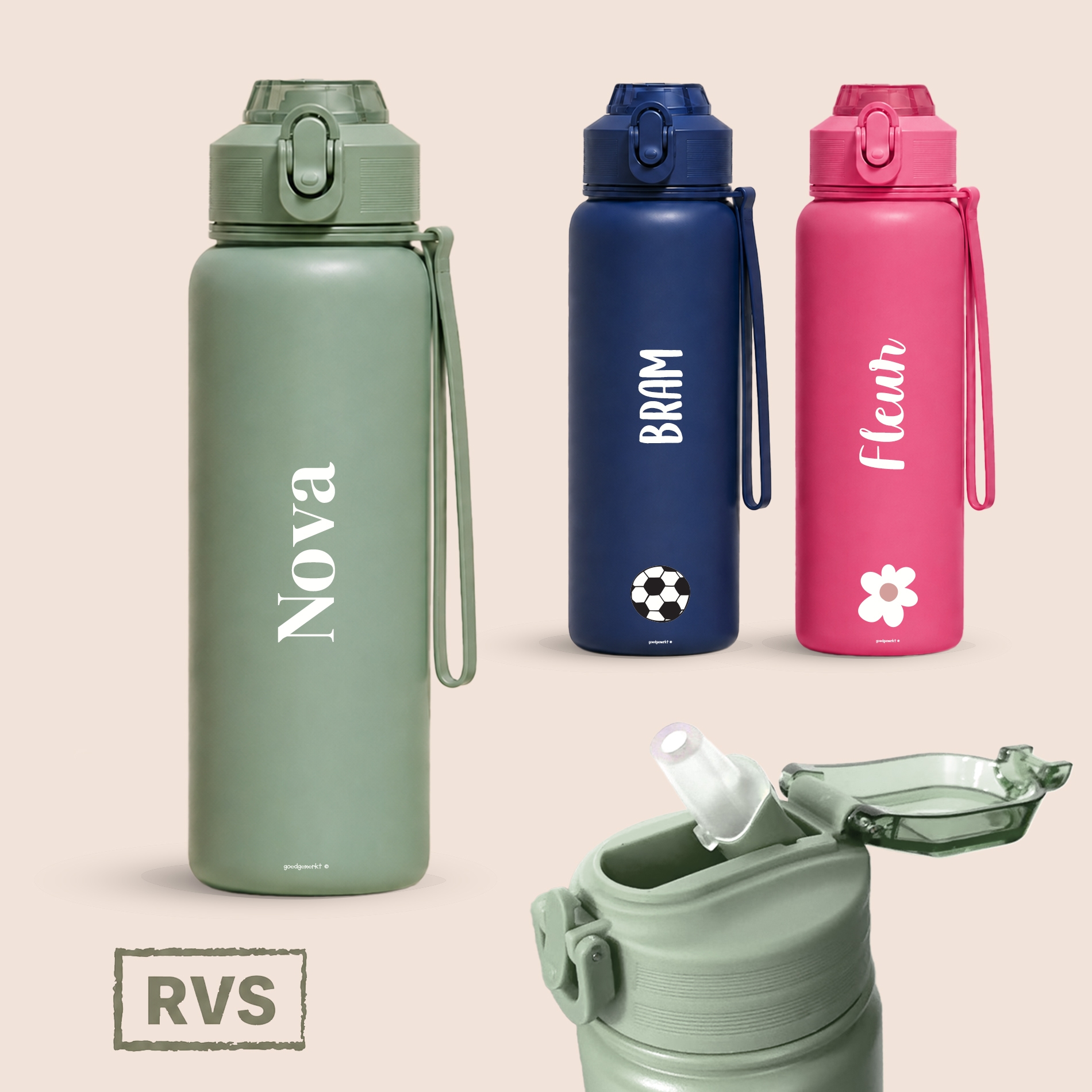 RVS drinkfles met naam