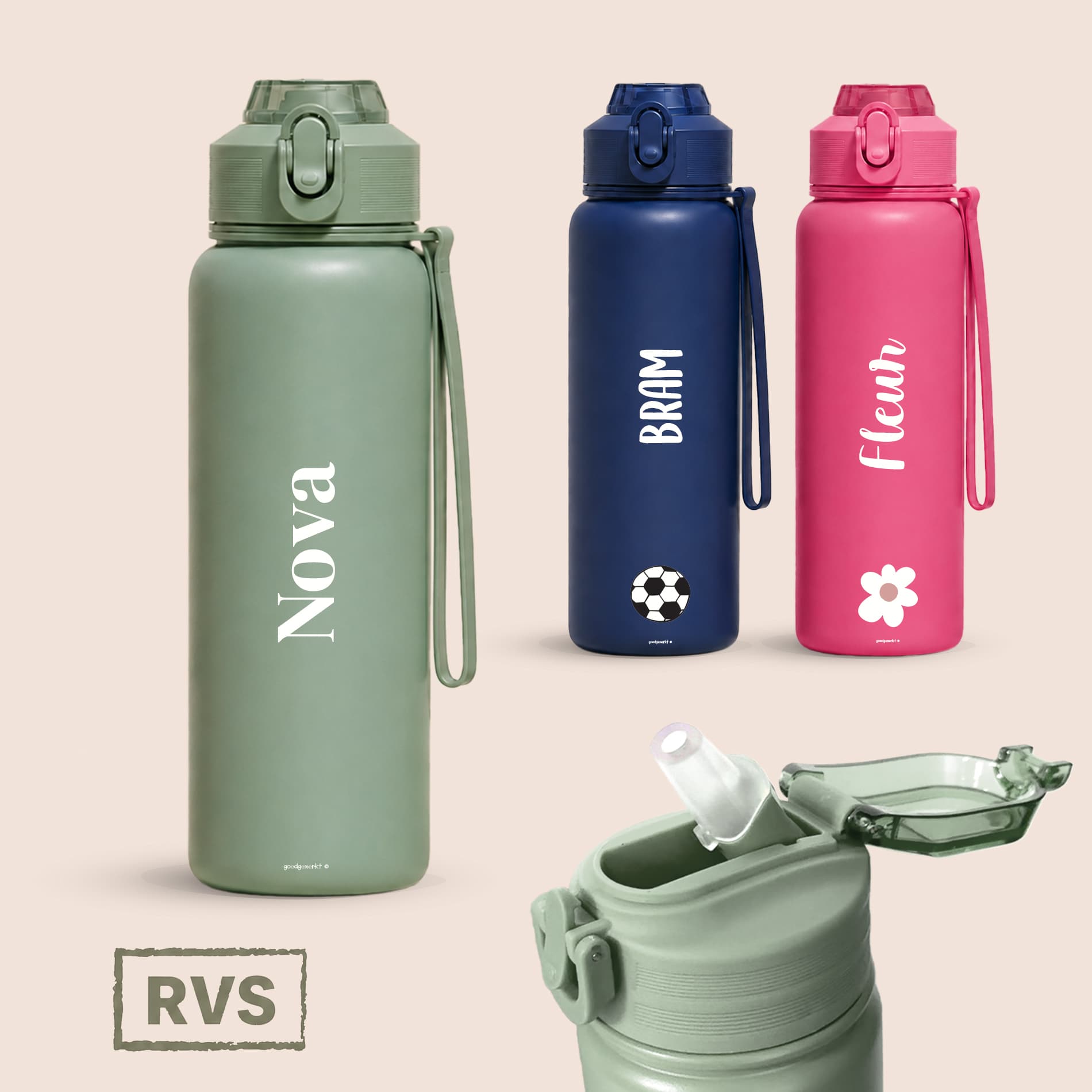 RVS drinkfles met naam