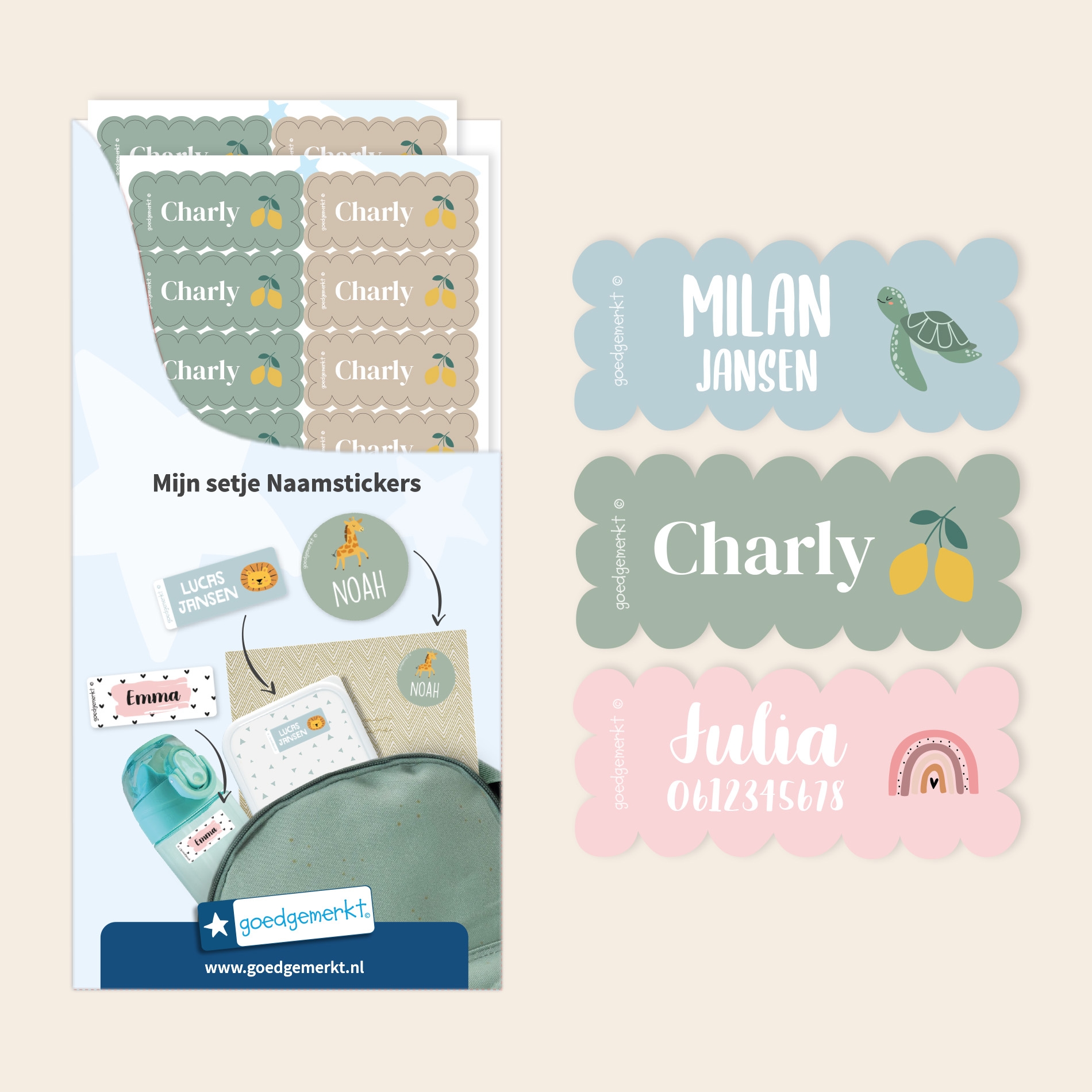Wave Thema Naamstickers